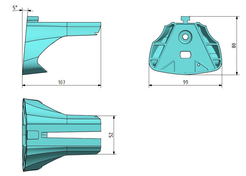 Na to má největší vliv materiál a tvar součásti. Vzhledem k tomu, že se jedná o viditelnou součást, je nutné dbát i na její design.