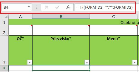 Preto nikdy nerobte úpravy na liste IMPORT. Niektoré údaje na liste FORM sa zadávajú výberom zo zoznamu. To, v ktorom políčku sa nachádza zoznam pre výber, informuje text vedľa vyberte zo zoznamu.