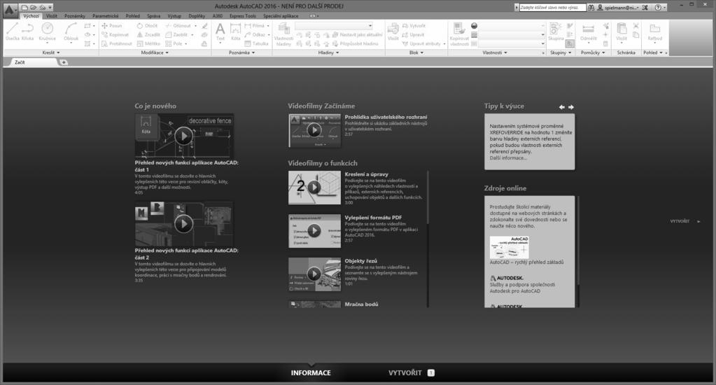 AutoCAD Tour Spuštění programu