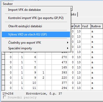 46). Obr. 46 Speciální importy VF Po načtení se přes nabídku Soubor Výkres VKD ze všech KÚ (viz Obr.