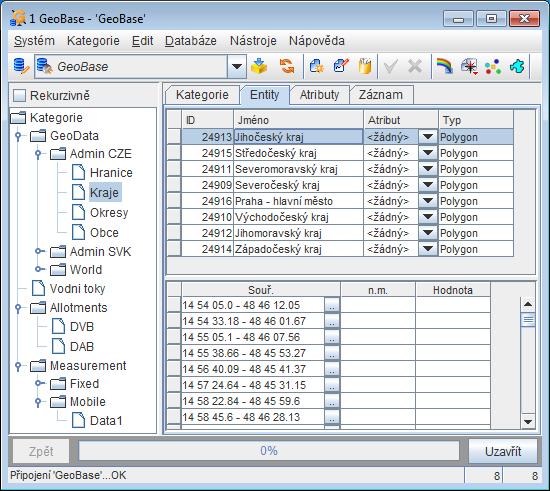 Geografická data jsou organizována ve stromové struktuře, pro zobrazení v mapovém systému je použita sada uživatelem definovaných atributů popř. zobrazení hodnot pomocí barevných stupnic.