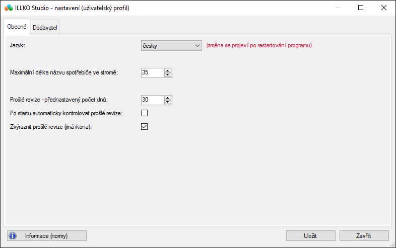 ILLKO Studio View - návod k používání 5 Práce s programem Obrázek 4: Nastavení programu ILLKO Studio (uživatelský profil) 5.