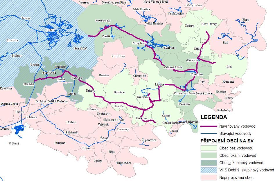 3.6 Finální výběr lokalit vhodných pro připojení na navrhovaný skupinový vodovod Na základě výše provedených posouzení byly stanoveny lokality pro připojení na navrhovaný skupinový