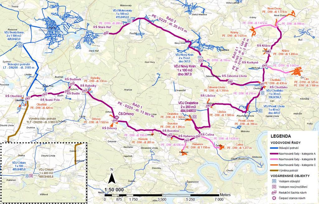 Obr. 29 Situace navrženého řešení zásobování Dobříšska a