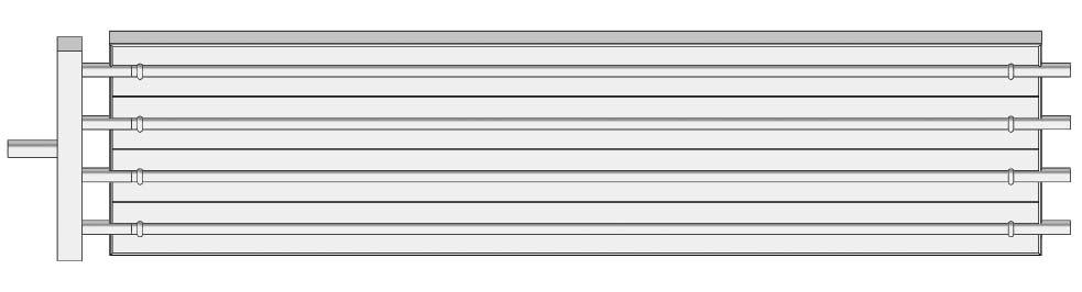 Sálavý panel - základní specifikace Sálavý panel MSP koncový RAL 9016 (bílá), 4 cm izolace, zavěšovací karabiny koncový (včetně navařeného registru možná různá zapojení dle str.
