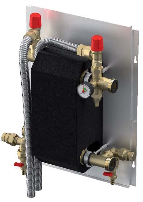 02 Oddělovací systém pro kotle Primární sestava tepelného výměníku s výkonem do 70 kw, oddělení kotlového a topného okruhu na ochranu citlivých součástí.