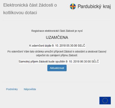 E-mail k odeslání. Příjem žádostí však bude zahájen až dne 9. října 2018 v 06.30 hod.