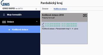 2. Vyplnění elektronické žádosti Po přihlášení do aplikace se zobrazí formulář s žádostí o poskytnutí dotace.