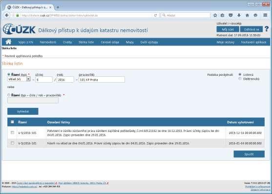 13 Poskytování listin ze sbírky listin (od 1.1.2016) V 06/2017 poskytování listin ze sbírky