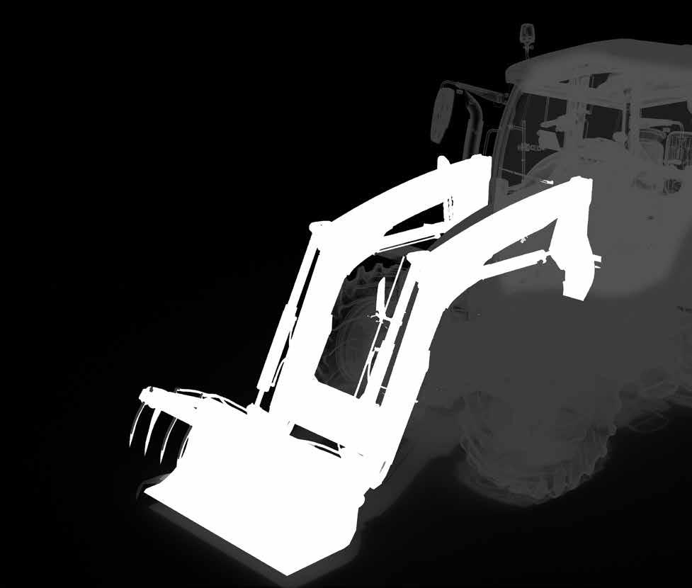 Promyšlený design přináší velký prostor mezi rameny čelního nakladače a kapotou pro vynikající přístup k motorovému prostoru a filtru vzduchu.