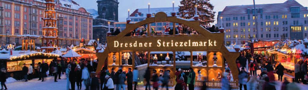 Drážďanský Štrýclmarkt 584. drážďanský vánoční trh Štrýclmarkt Třpytivá světélka, jiskřivé hvězdy, rozzářené dětské oči, vůně svařeného vína a perníku, vánoční koledy i na 584.