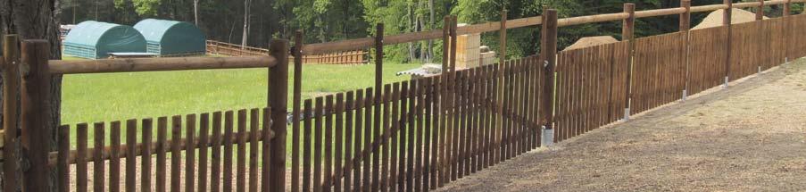 61 Dřevěný Palisády plot a půlpalisády typ Farmář dřevěný plot do venkovského prostředí luxusnějšího provedení 3 vodorovné kulaté příčníky jsou zapuštěny přímo do sloupku jednoduchá montáž vhodný