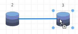 3 Vytvoření spojení Spojení mezi uzly lze vytvořit tažením myší z jednoho ze čtyř modrých kruhů