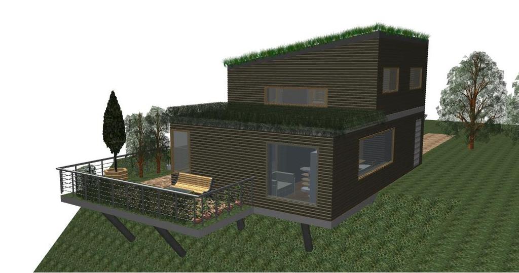 4.Zelený dům Zelený dům je náš vlastní návrh, tedy spíše vizualizace a idea, která má člověku přiblížit funkci a estetiku zelených střech.