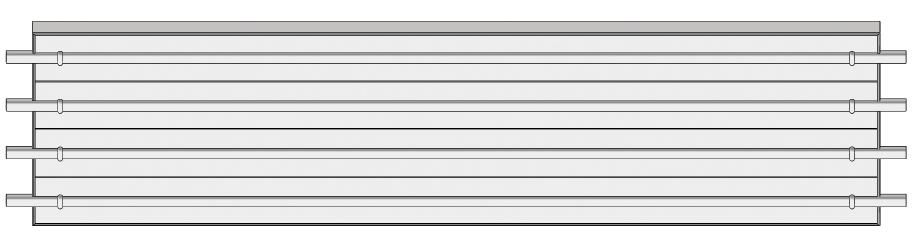 Sálavý panel - základní specifikace 16 Sálavý panel MSP průběžný RAL 9016 (bílá), 4 cm izolace, zavěšovací karabiny průběžný s krycím plechem spodním na jedné straně Trubky: Lamely: Izolace: Celková