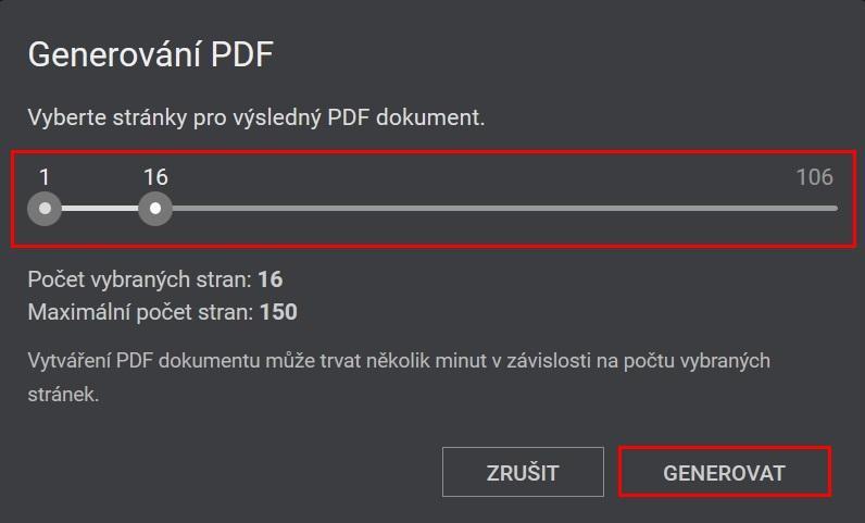 Digitalniknihovna.cz Jak vygenerovat PDF a vytisknout dokument?