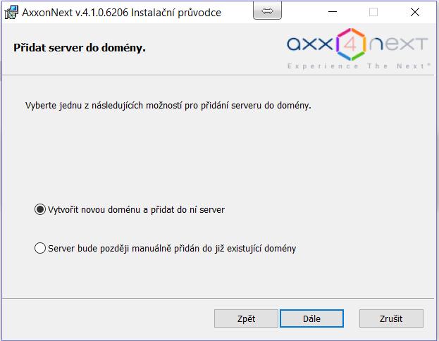 Přidání serveru do domény Standardně je nutné v instalaci zvolit Vytvořit novou doménu a přidat do ní server.