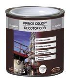 0,75 l 2,5 l Prince Color Decotop AZ Základný a vrchný náter, 100 % akrylát, odolný proti vplyvom počasia, pololesklý, paropriepustný, na drevo, omietky, betón, zinok a PVC.