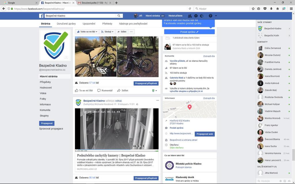 facebookové stránky Bezpečné Kladno