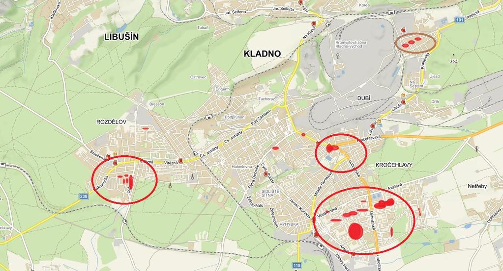 pocitová mapa Kladno