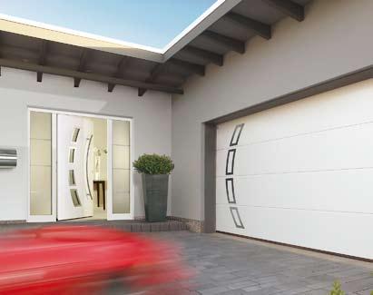 vzájemně sladěno: drážky garážových vrat a domovních dveří na jedné přímce.