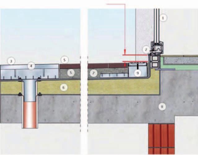 MONTÁŽNÍ POKYNY MEATEC Příklad montáže 5 cm výška napojení nad obkladem povrchu, podle Směrnice o plochých střechách, odst. 4.