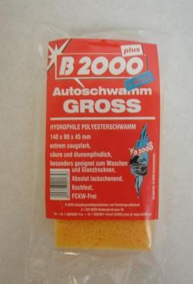 B 2000 AUTOŠPONGIA veľká B 2000 AUTOSCHWAMM Táto špongia je špeciálne vyrobená na ručné umývanie vozidiel. fóliové balenie Obj. číslo: B 2000 Autoschwamm Box 12 ks.