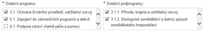 Aktivity a náklady v rámci jednotlivých podprogramů je však nutné ve společné žádosti rozlišit (v žádosti i projektu).