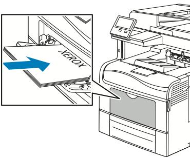 Při přeplnění zásobníku může dojít k zaseknutí médií v tiskárně. 6. Upravte vodítka šířky tak, aby se dotýkala okrajů papíru. 7.