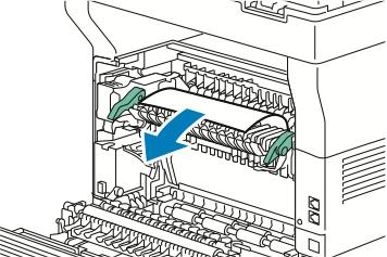 Odstraňování problémů 4. Odstraňte papír zaseknutý v zadní části tiskárny. 5. Zavřete vodítko papíru na fixační jednotce.