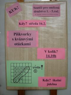 O velké přestávce se konala schůzka vedoucích týmů pro tvorbu školního vzdělávacího programu s ředitelem školy. Došlo k vzájemnému informování o získaných zkušenostech ze setkání v Plzni.