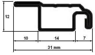 SVĚT SÍTÍ PROTI HMYZU 1 / 2018 Okenní profil válcovaný P 31x12 L (31 mm x 12 mm s límcem) P 31x12 L KV5,75 KV6 ROH 31x12 Okenní profil válcovaný P 31x12 s límcem Zamykací vložka Ø 5,75 mm Zamykací