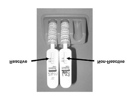 antihumánním IgG v kontrolní C oblasti. Vzorek (plná krev, plazma, serum, sliny) je přidán přímo do vyvíjecí lahvičky.