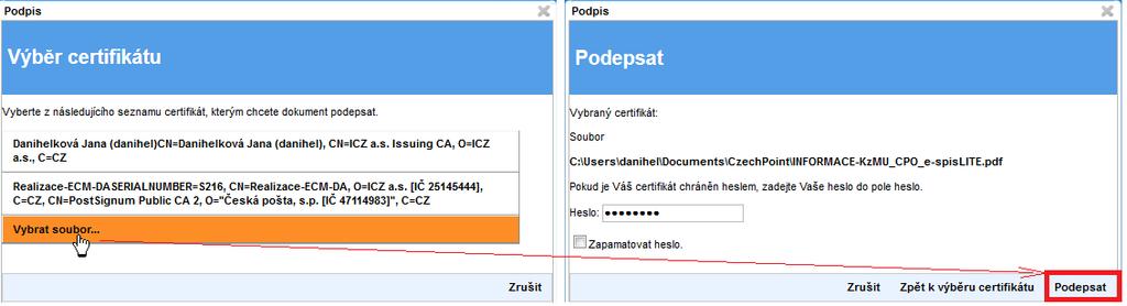 Systém vytvoří novou verzi souboru s připojeným elektronickým podpisem. obr. 67.