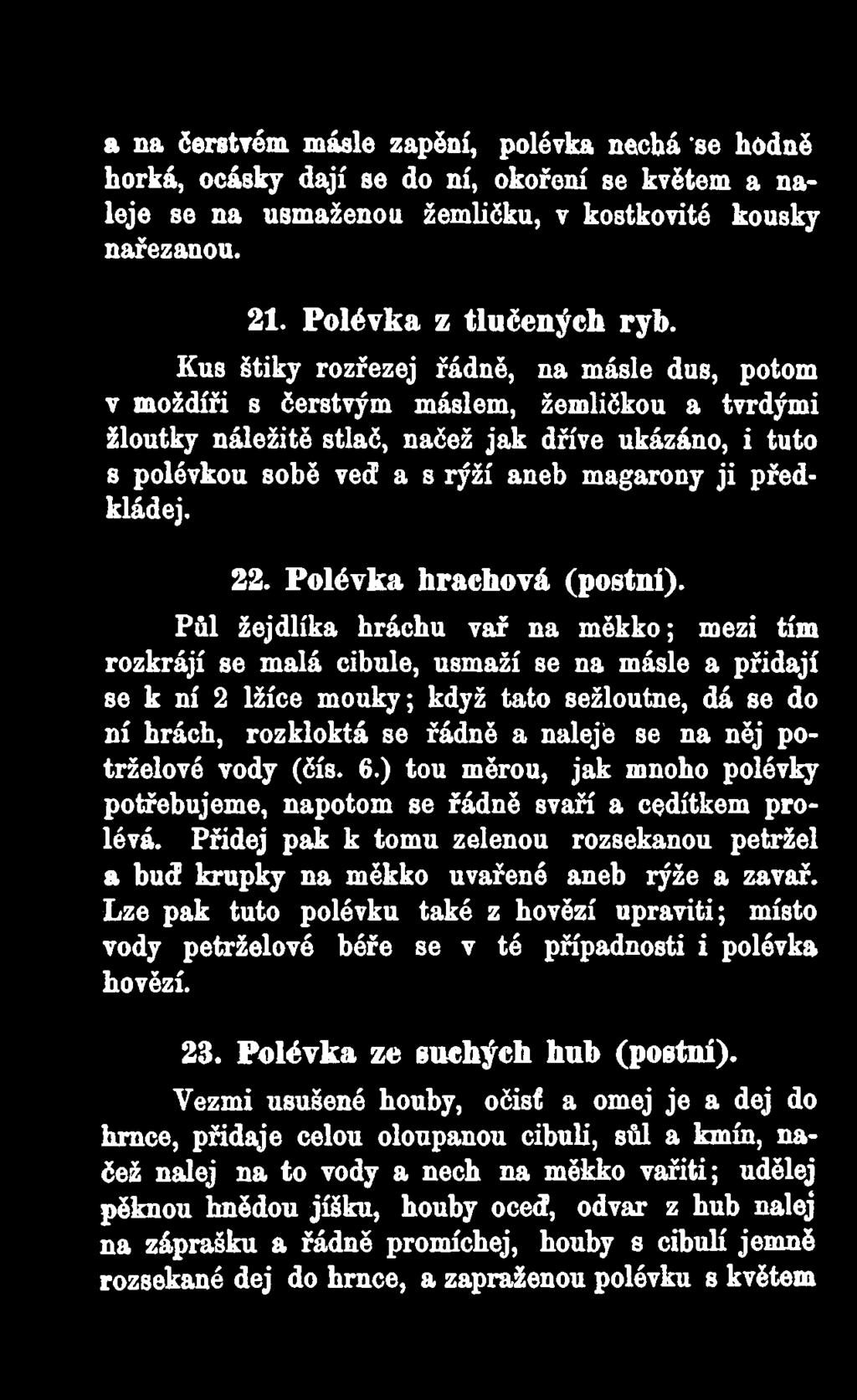 předkládej. 22. Polévka hrachová (postní).