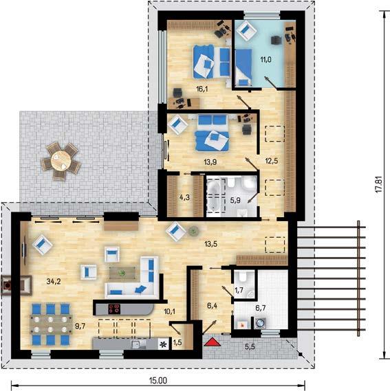 užitková plocha 152,8 m 2 dispozice 4+1 zastavěná plocha