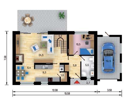 užitková plocha 90,7 m 2 dispozice 5+1 zastavěná