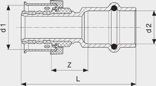 49 74 733 421 40 35 72 95 733 438 50 42 86 114 Viega Smartpress- přechodový kus model 6713P