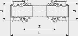 120 733 353 50 75 133 733 377 63 80 150 Viega Smartpress- redukovaná spojka