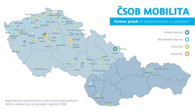 Veřejná doprava spuštěná řešení ČSOB je