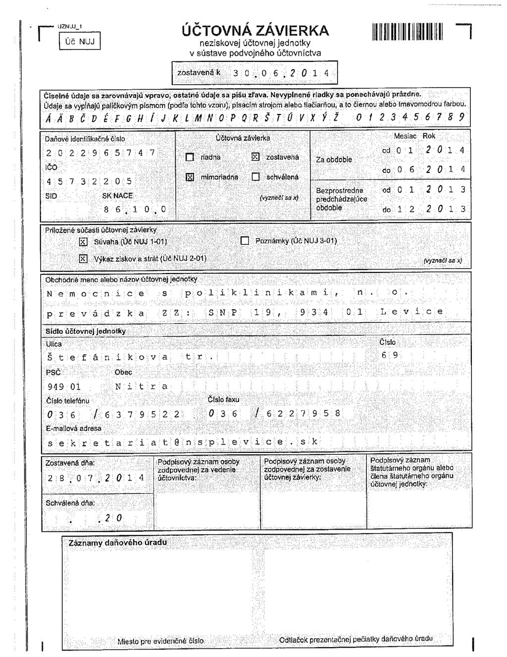 I UZN~JJ 1 I Úč NUJ ÚČTOVNÁ ZÁVIERKA neziskovej účtovnej jednotky v sústave podvojného účtovníctva!zostavenák 3 0.