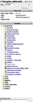 NAVIGÁTOR ZÁKAZNÍKŮ Kompletní informace v jednom přehledu V navigátoru zákazníků jsou k dispozici všechna data o klientech, dodavatelích a zájemcích.
