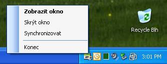 automatické synchronizace) je možné těmito operacemi: pomocí hlavní nabídky konfiguračního dialogu (Soubor Konec) výběrem položky Konec v kontextovém menu (viz