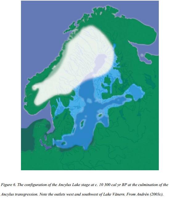 Björck 2008 Regionální klimatický vývoj holocénu: deglaciace Evropy Ancylové jezero (The Ancylus Lake) -