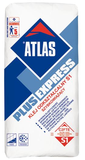 ATLAS PLUS EXPRESS flexibilné lepidlo S1, rýchloschnúce vhodné pre rýchle opravy pochôdznosť a špárovanie už po 4 hodinách vysoko flexibilné, s vynikajúcou prídržnosťou S1 na extrémne podklady: