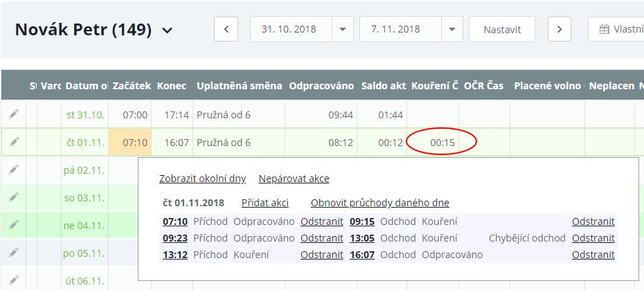 Oběd Oběd je mzdová složka nepřítomnosti, kterou si pracovníci sami na esmartreaderu označují odchody a příchody z oběda. Ručně se nezadává, ale je možné doplnit chybějící akci, kdy si např.