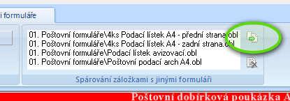 Při prázdném podkladu (obálka) se zobrazují tečky které kolonky přichytávají, v případě formuláře s podkladem se tečky nezobrazují ale text se k matrici přichytává také.