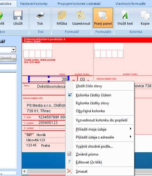 Samotné vyplňování formuláře je již pak zcela jednoduché, stačí 2x kliknout na danou kolonku kterou chcete vyplnit a kolonka se hned začne editovat.