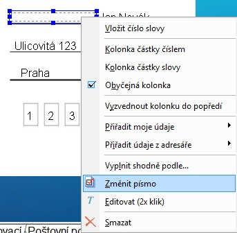 formuláři kde se má tisknout (umístit ji na potřebné místo).