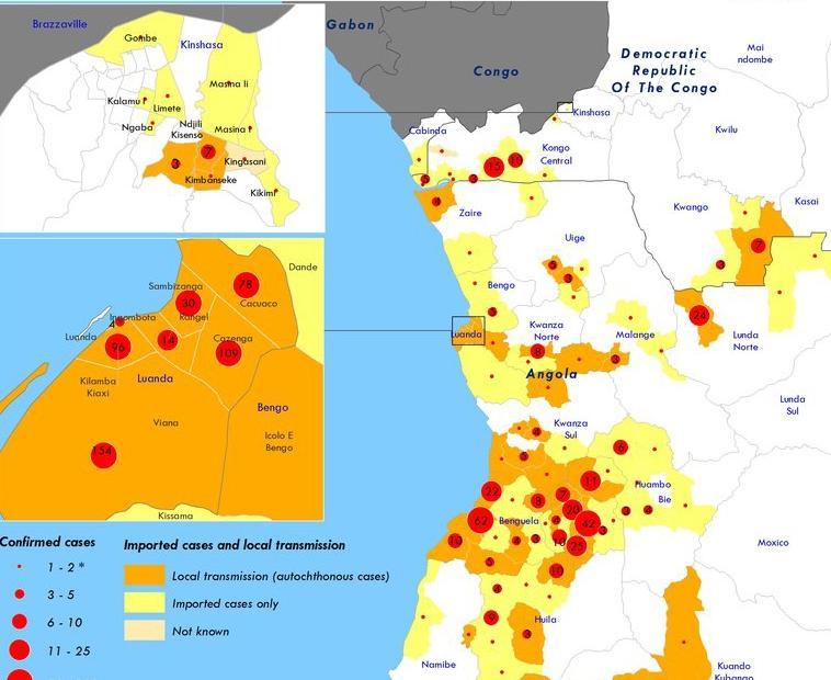 Epidemický výskyt (Angola, DRK) Angola Demokratická republika Kongo 5.12.2015 10.